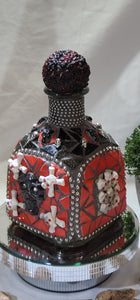Black and Red Skull Mosaic Bottle - W221