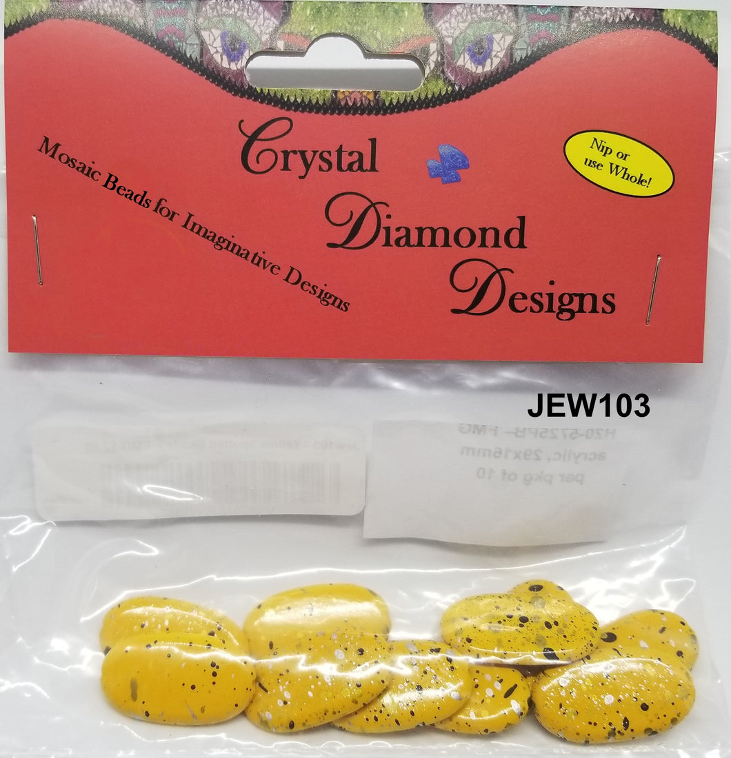 10 Yellow Speckled Beads Assorted J103