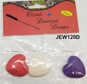 3 Heart Beads Assorted  J120