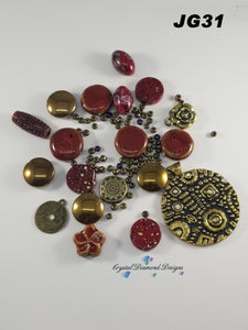Burgundy gold mix Assorted beads Mixed  JG31