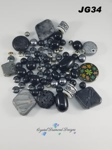 Black and Gray Beauties Assorted beads Mixed  JG34