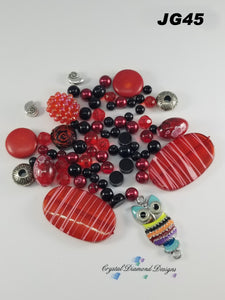 Red and Black Blast Assorted beads Mixed JG45