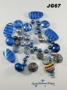 Midnight Blue Hoot _ Assorted beads Mixed JG67