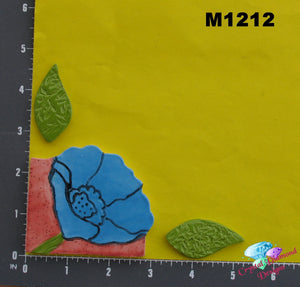 Flowers and 2 Leaves - Handmade Ceramic Tiles  M1212