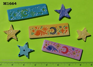 Stars and Moon Do-Dads- Handmade Ceramic Tiles M1664