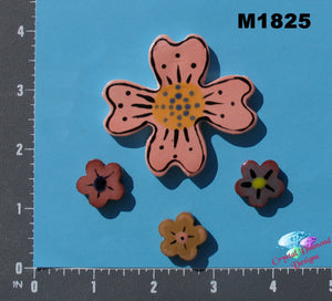 4 Assorted Flowers  Handmade Tiles  M1825