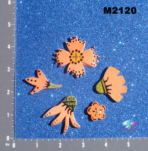 5 Assorted Flowers  Handmade Tiles  M2120