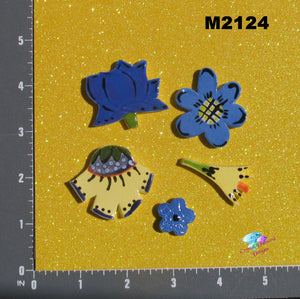 5 Assorted Flowers  Handmade Tiles  M2124