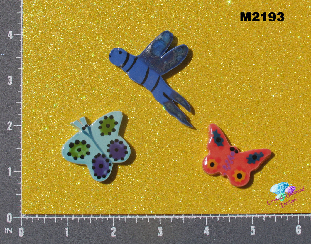 Butterflies and Dragonfly - Handmade Ceramic Tiles M2193