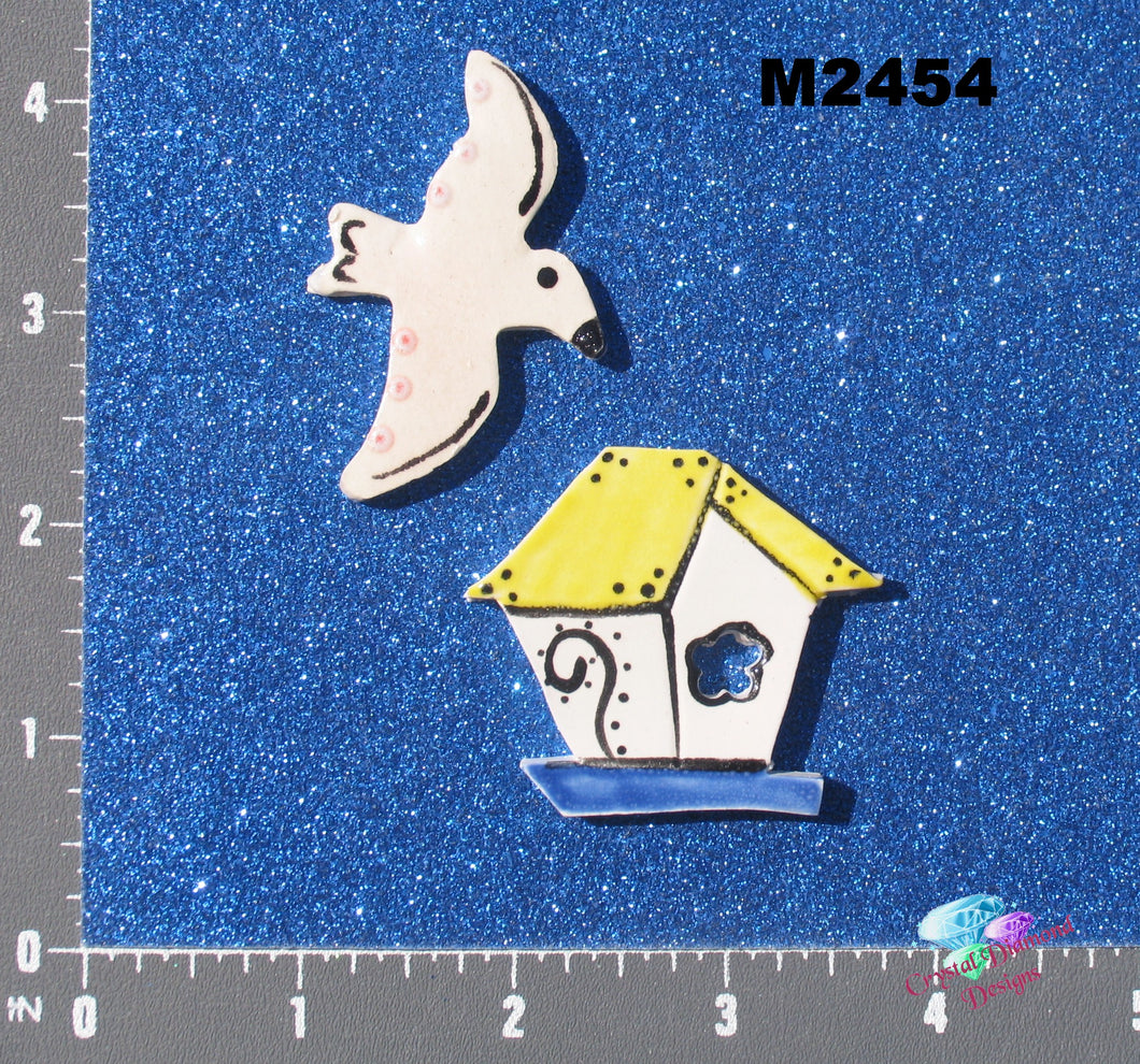 Bird House & Bird Tiles- are , Handmade Ceramic M2454