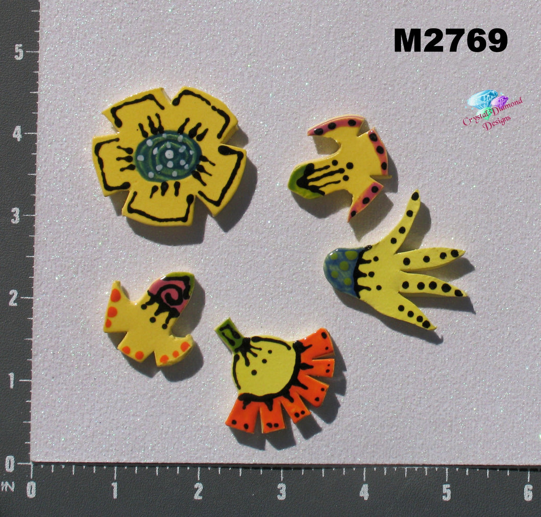 5 Flowers - Handmade Ceramic Tiles  M2769
