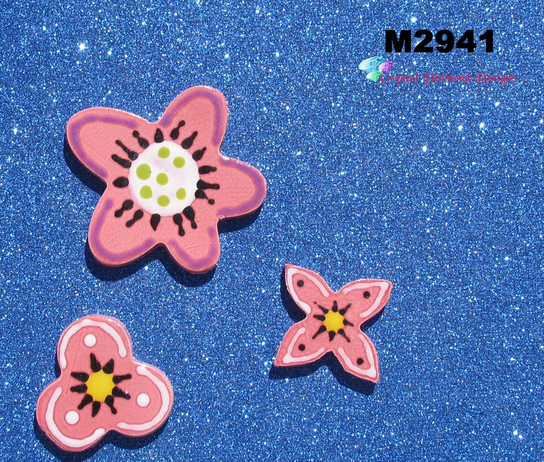3 Assorted Flowers  Handmade Tiles  M2941