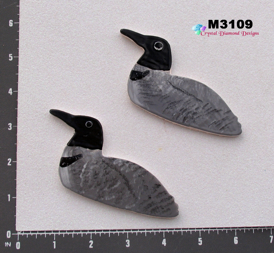 2 Loon Birds-Handmade Ceramic Tiles M3109