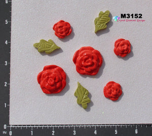 5 Rose Flowers & Leaves  - Handmade Ceramic Tiles M3152