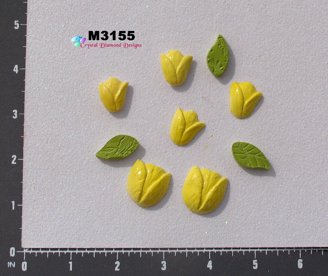 6 Pal Yellow Tulips -  Handmade Ceramic Tiles  M3155
