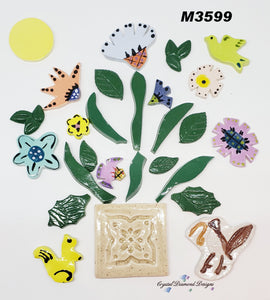 Mix of Flower in a  BOUQUET - Handmade Ceramic Tiles M3599