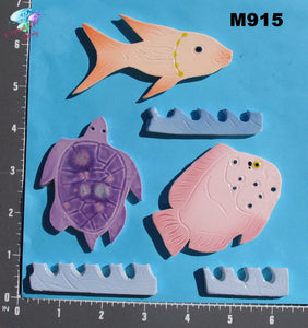 Fish  and Turtle - Handmade Ceramic Tiles M915