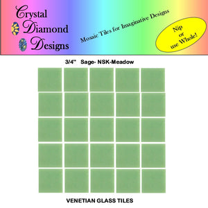 50 - 3/4" Venetian Sage Green Glass Tiles VE102E