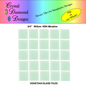 50 - 3/4" Venetian Willow Green Glass Tiles VE102D