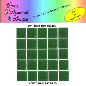 50 - 3/4" Venetian Basil Green Glass Tiles  VE102C