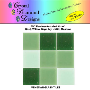 50 - 3/4" Venetian Green Glass Tiles VE102A