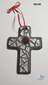 Christmas Ornaments - Silver Cross -OR100