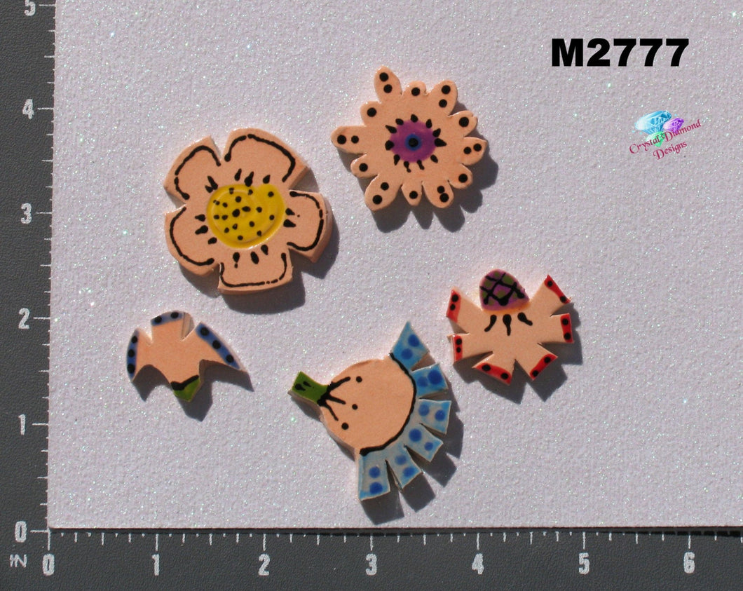 5 Flowers - Handmade Ceramic Tiles M2777