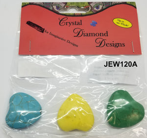 3 Heart Beads Assorted  J120