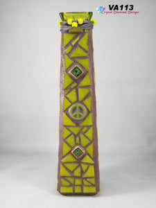 Tall Green Peace Glass Vase Mosaic Handmade VA113