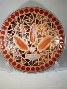 Brown, Rust & Gold with Agates Mosaic Tray Handmade TR115