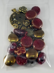 Burgundy gold mix Assorted beads Mixed  JG31