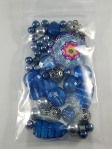 Midnight Blue Flower  _ Assorted beads Mixed JG68