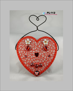 Red Heart with Wire Hanger Valentine Art Handmade PL112