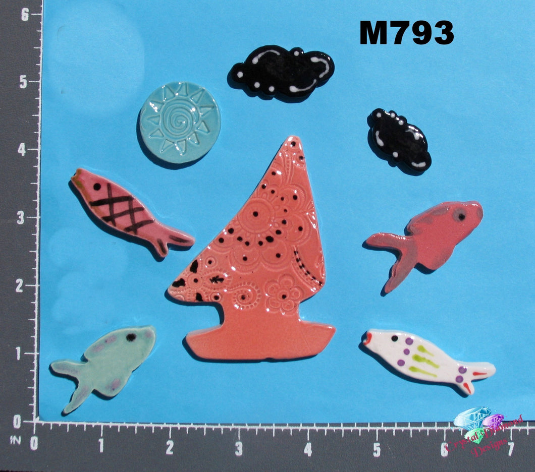 Assorted Sailboats - Handmade Ceramic Tiles M793