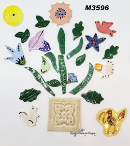 Mix of Flower in a  BOUQUET - Handmade Ceramic Tiles M3596