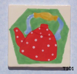 Tea Pot 3x3 Handmade Ceramic Tiles   T101
