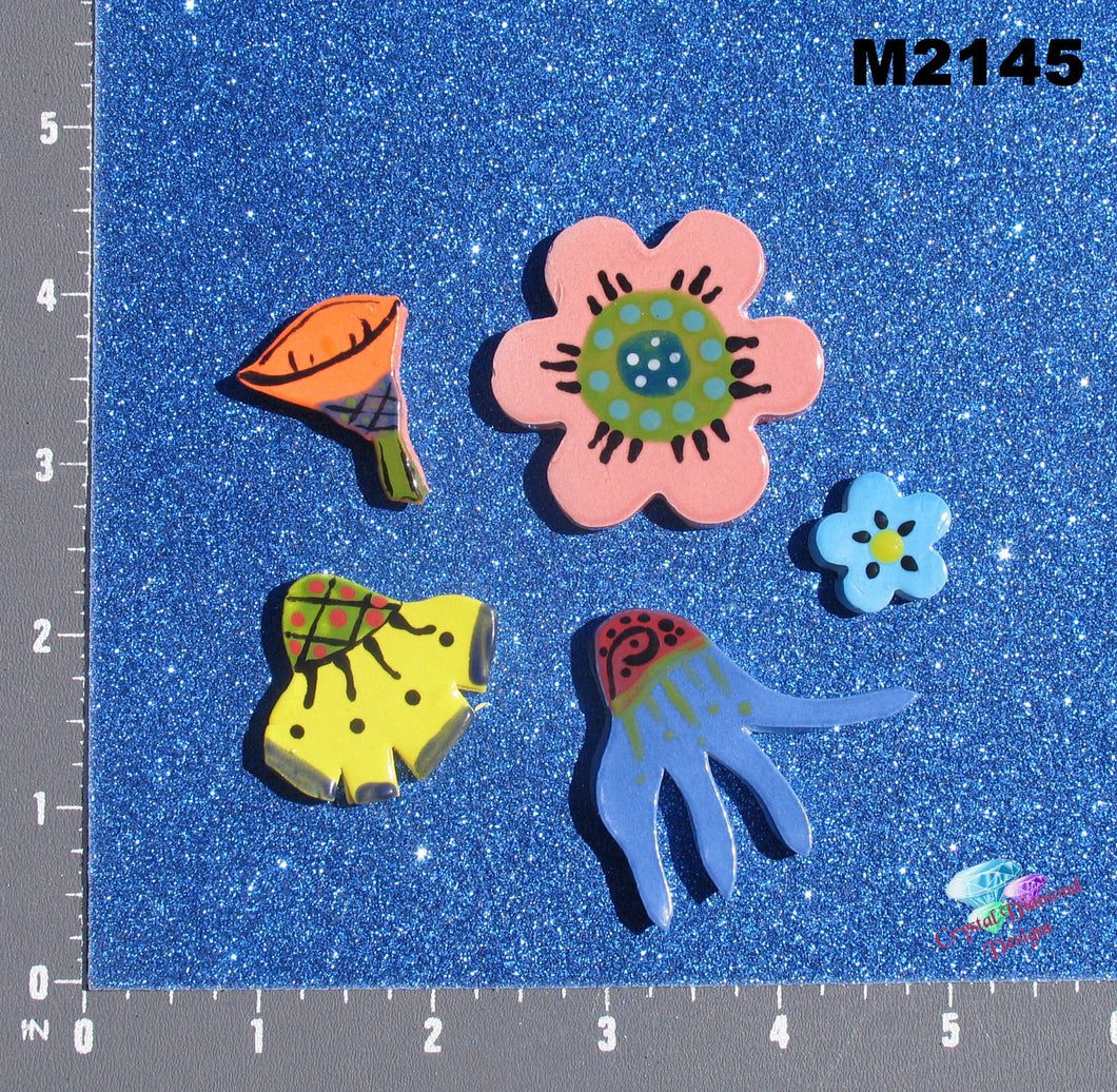 Bright Flowers  - Handmade Ceramic Tiles M2145