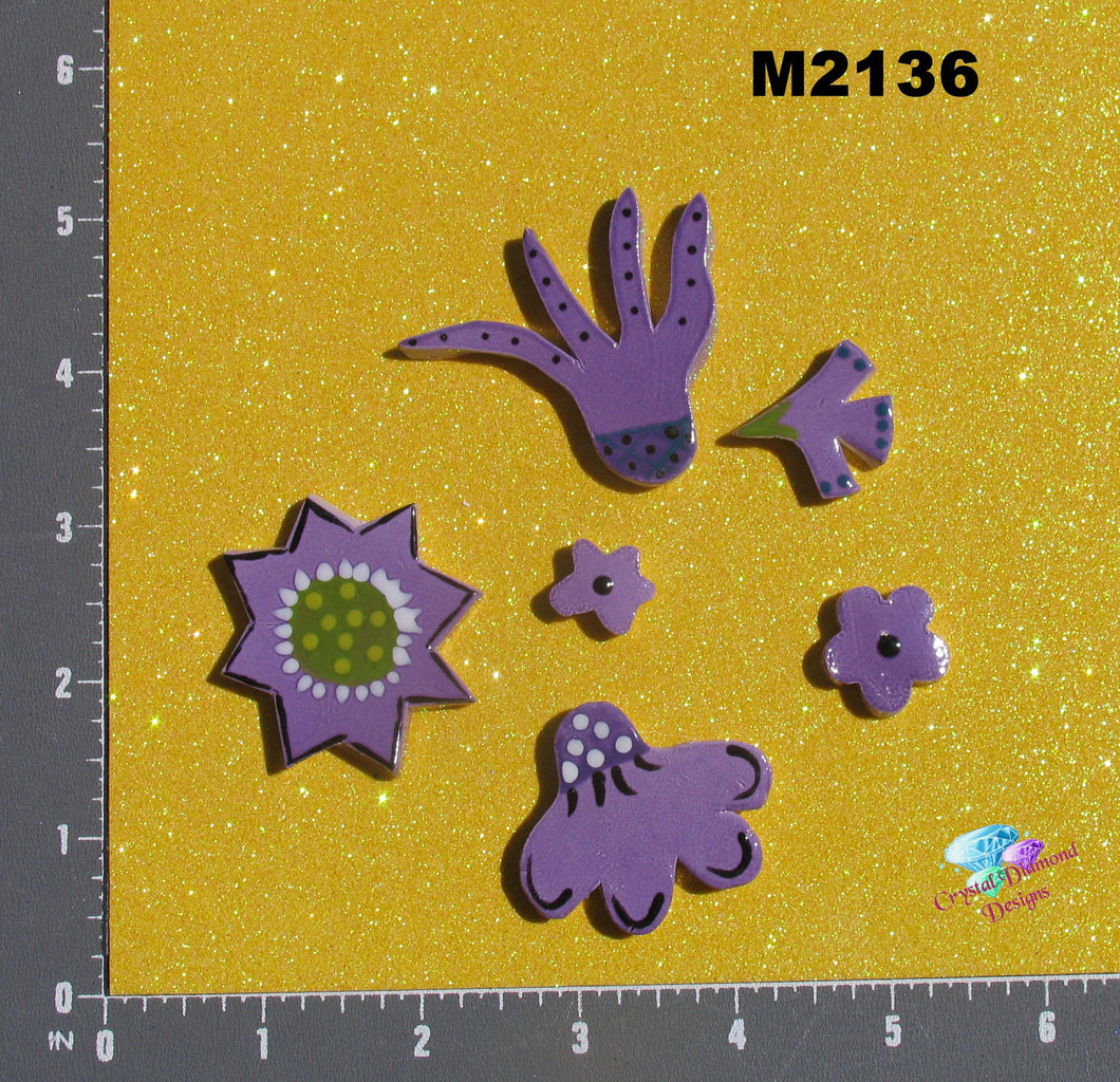 Purple Flower - Handmade Ceramic Tiles  - M2136