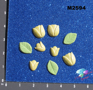 6 Pal Yellow Tulips -  Handmade Ceramic Tiles  M2594