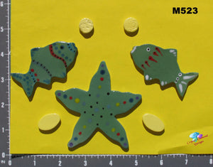 Fish and Shell Handmade Ceramic Tiles M523
