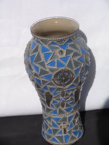 N.W.S.E. with wings Glass Mosaic Vase,Handmade VA104