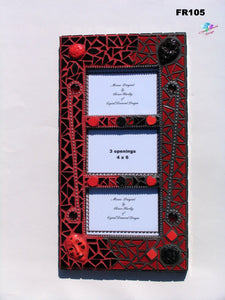 Black and Red Face  Mosaic Picture Frame Handmade  - FR105