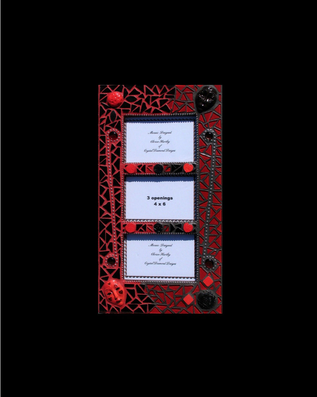 Black and Red Face  Mosaic Picture Frame Handmade  - FR105