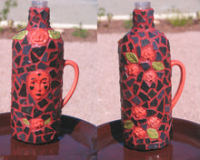 Load image into Gallery viewer, Red and Black Mosaic Wine Bottle W204
