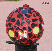Load image into Gallery viewer, Red  and Black- Handmade Mosaic Gazing Ball  G231
