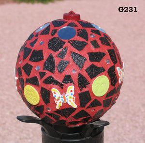Red  and Black- Handmade Mosaic Gazing Ball  G231