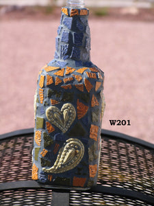 Mosaic Bottle with Paisley Designs Handmade Mosaic  W201