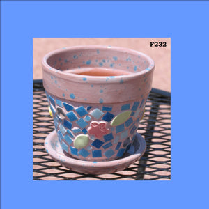4 inch Pretty Pink  Mosaic Flower Pot G232