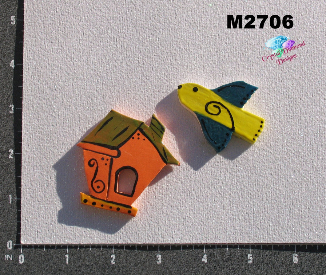 Bird House & Bird Tiles- are , Handmade Ceramic  M2706
