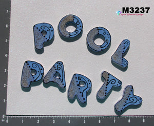 Pool Party Word - Handmade Ceramic Mosaic Tiles  M3237